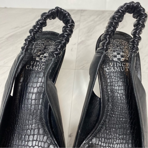 New! Vince Camuto Tolinnis Black Leather Sling Back Pump 8 1/2 M - Picture 11 of 14